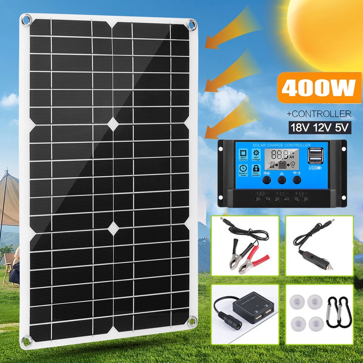 Rv Solar Kit 400W - Zestaw paneli słonecznych 400W, półelastyczny, z