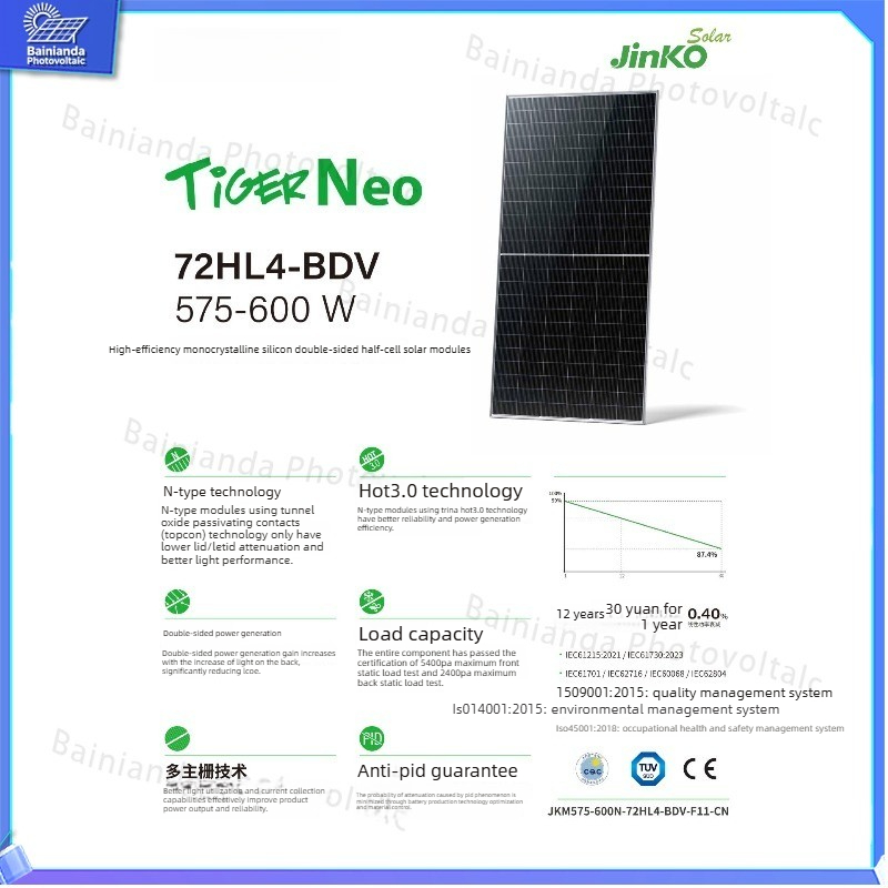 Jinko Solar Panel N-Type - Panel słoneczny Jinko 590W o wysokiej